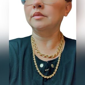2 Napier‎ twist gold tone chains one thin one chunky vintage jewelry designer